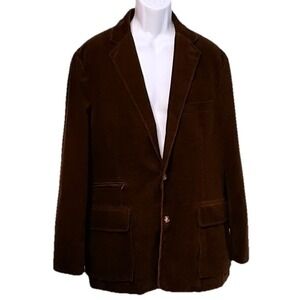 J. Peterman Vintage Style Brown Corduroy Lined Blazer Jacket 44 Cotton Academia